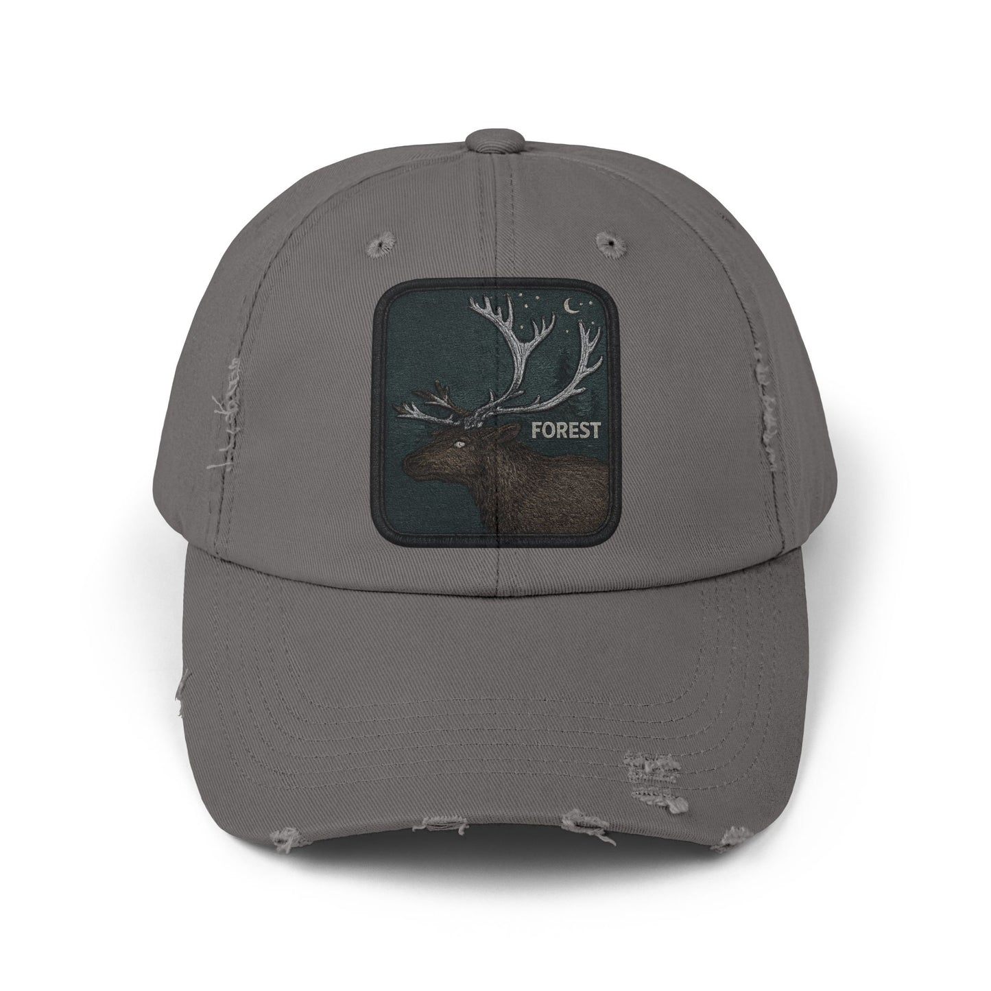 Distressed Forest Moose Cap Hats Printify Nickel One size