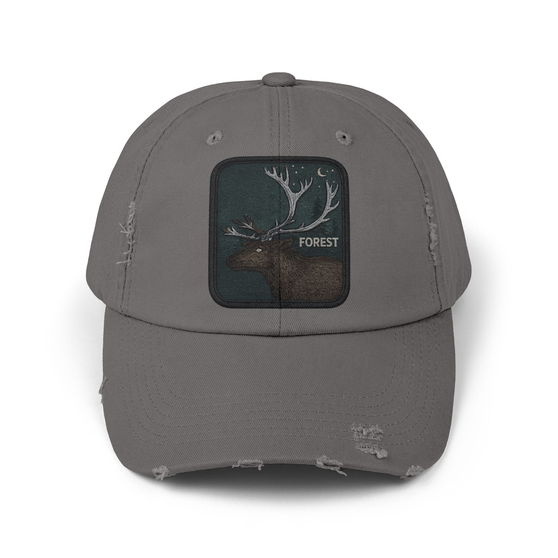 Distressed Forest Moose Cap Hats Printify Nickel One size