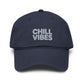 Chill Vibes Washed Baseball Cap Hats Printify One size Navy