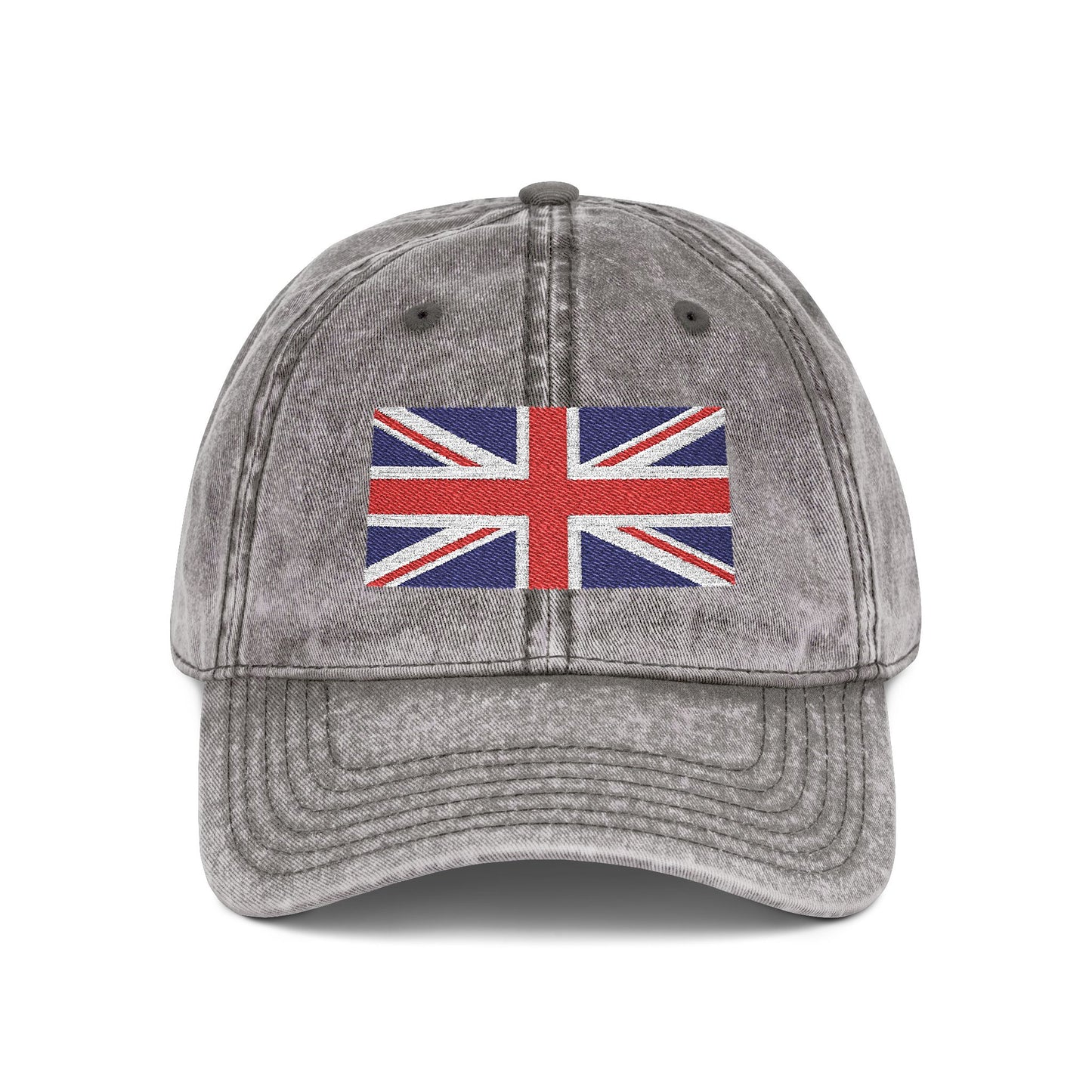 Vintage Union Jack Embroidered Cap Hats Printify One size Charcoal Grey
