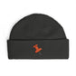 Cuff Beanie with Orange Pushpin Embroidery – Casual Streetwear Knit Hat Hats Printify One size Coal