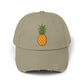Distressed Pineapple Cap — Retro Embroidered Fruit Hat Hats Printify Light Olive One size