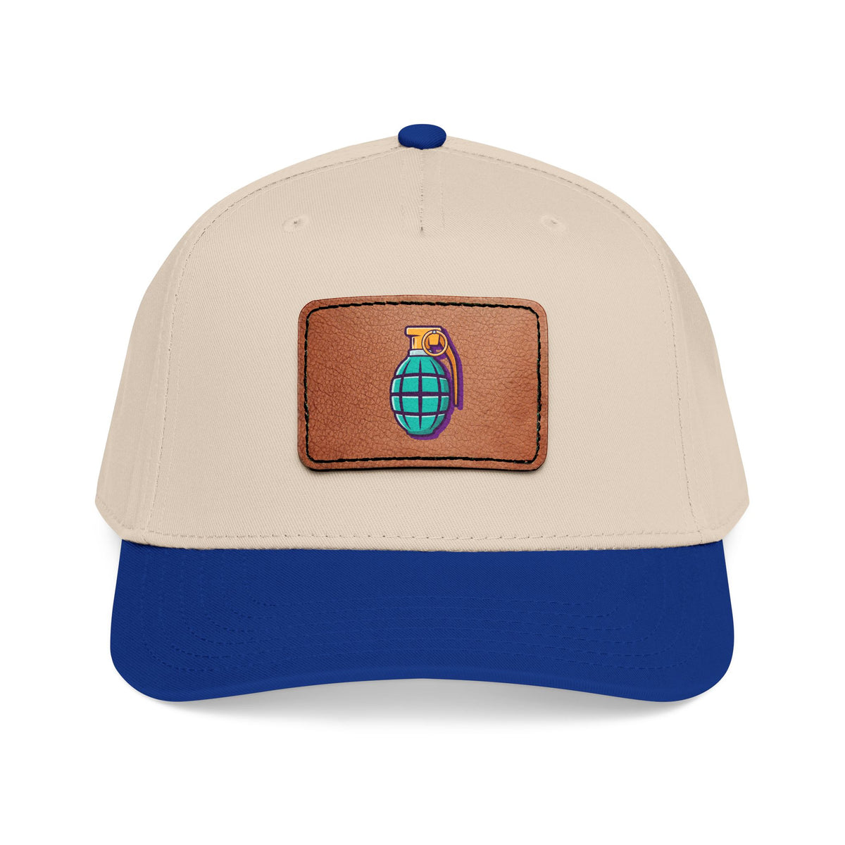Leather Patch Baseball Cap — Retro Grenade Patch Hat