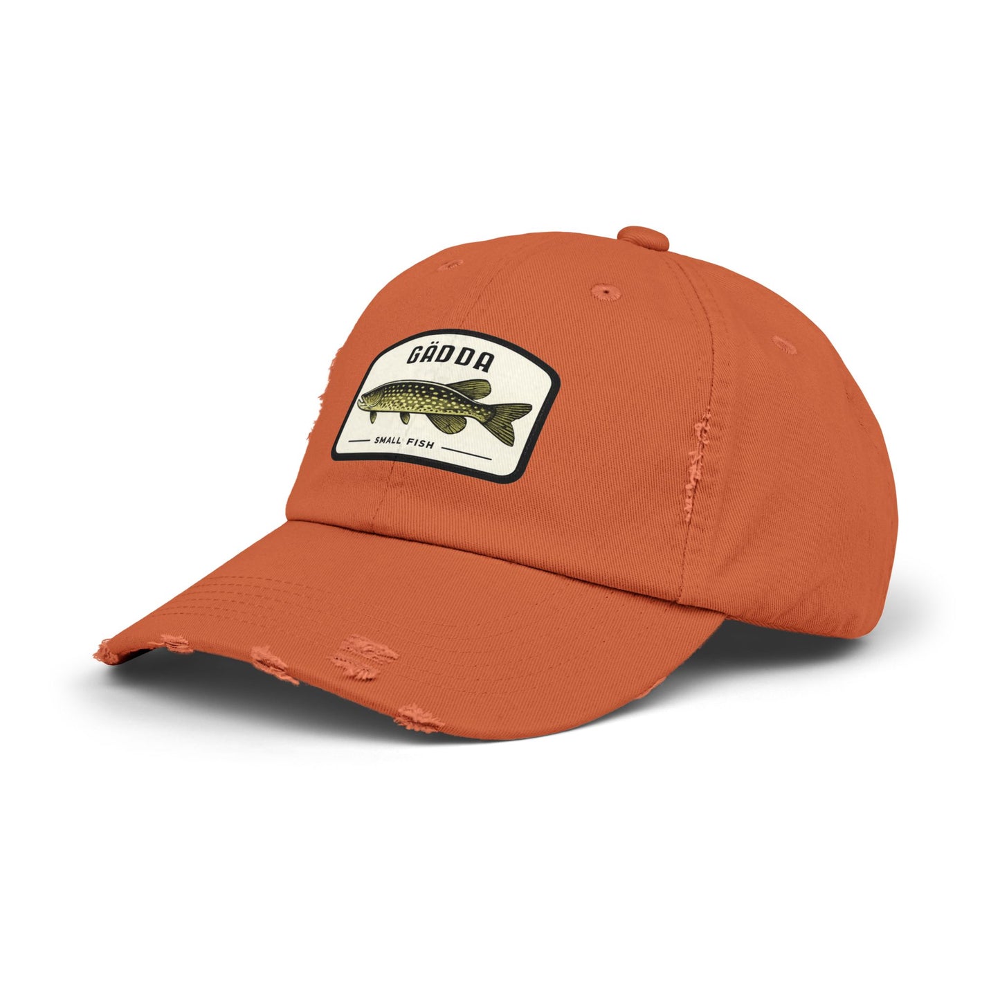 Fishing Hat – 'Gädda' Pike Patch Distressed Cap Hats Printify