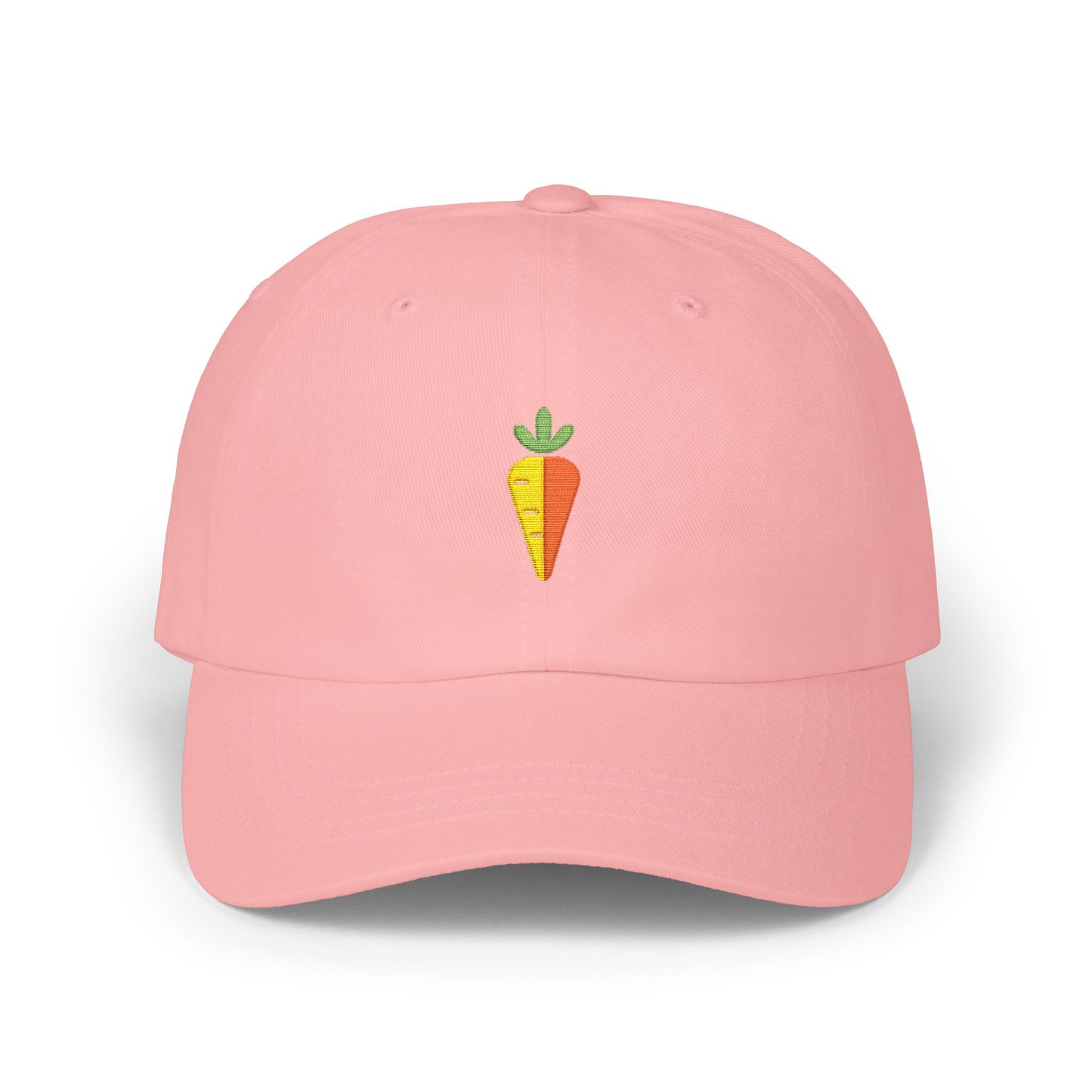 Carrot Embroidered Dad Cap — Minimal Vegetable Baseball Hat Hats Printify Pink One size