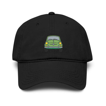 Vintage Green Car Embroidered Baseball Cap — Washed Cotton Dad Hat Hats Printify One size Black