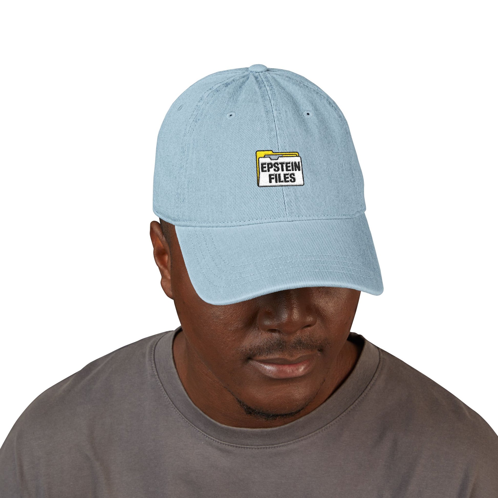 Embroidered 'Epstein Files' Denim Hat — Black Dad Cap Hats Printify