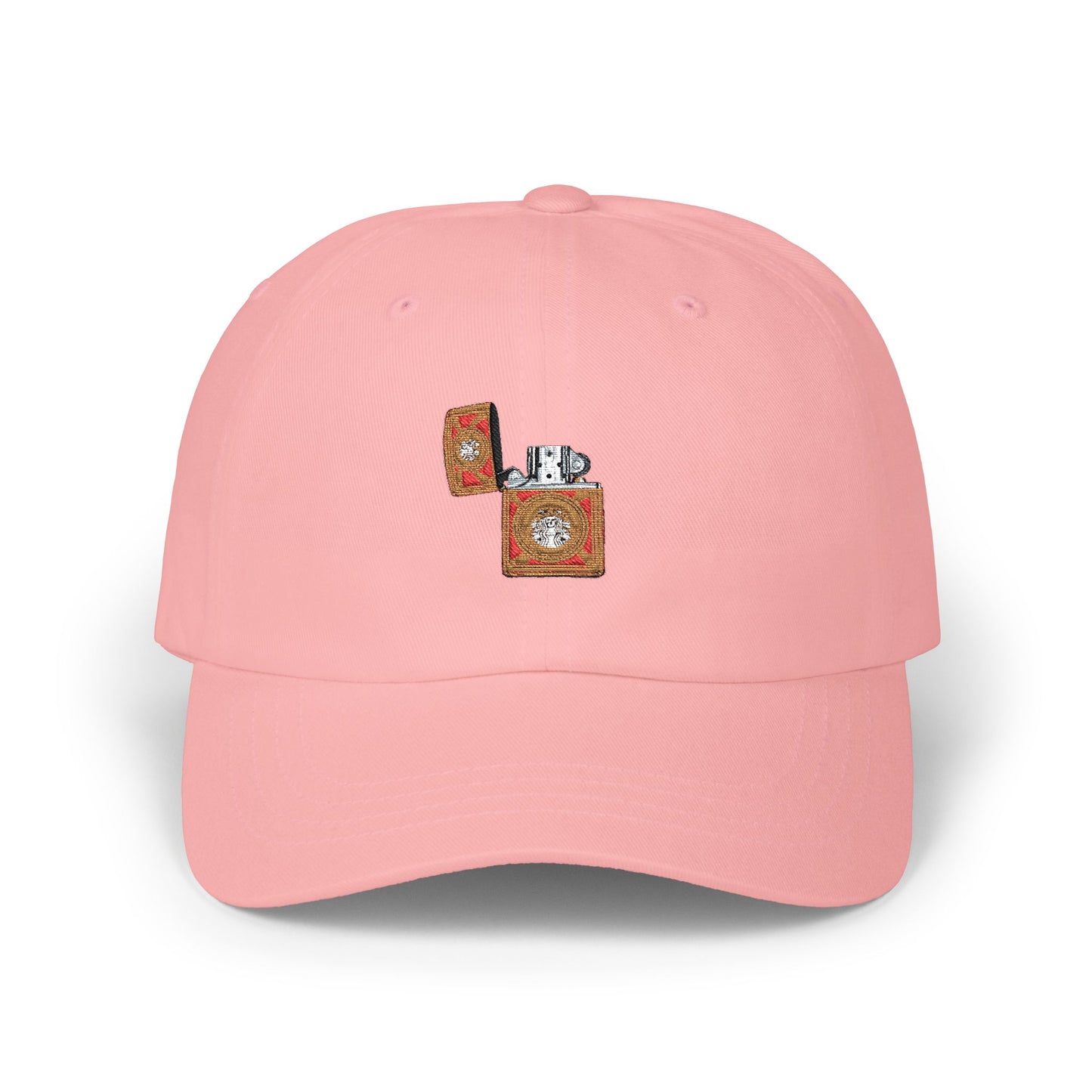 Dad Cap - Floral Lighter Patch Embroidered Baseball Hat Hats Printify Pink One size
