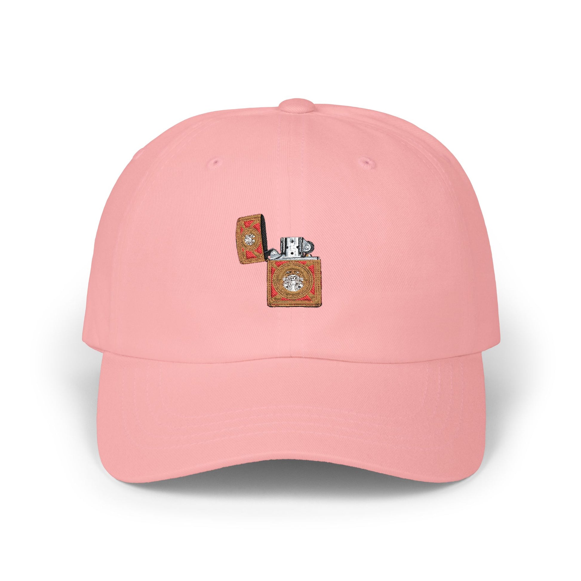 Dad Cap - Floral Lighter Patch Embroidered Baseball Hat Hats Printify Pink One size