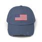 Distressed American Flag Cap — Vintage USA Baseball Hat Hats Printify Scotland Blue One size