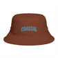Coastal Bucket Hat — Brown Beach Sun Hat with 'COASTAL' Retro Text Hats Printify