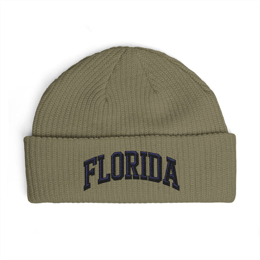 Florida Cuff Beanie - Embroidered Collegiate Knit Hat Hats Printify One size Eucalyptus