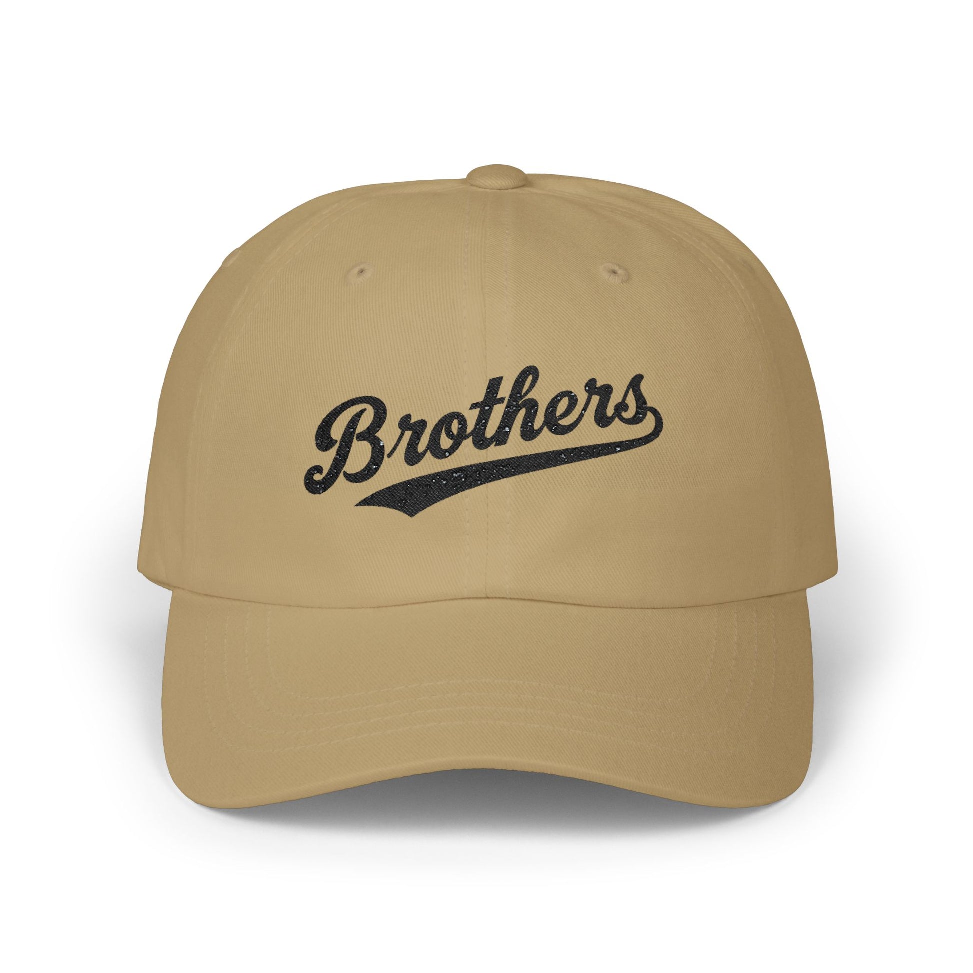 Brothers Dad Cap – Vintage Script Embroidered Baseball Hat Hats Printify Khaki One size