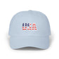 USA Flag Embroidered Dad Cap — Patriotic Classic Baseball Hat for Fourth of July Hats Printify Light Blue One size