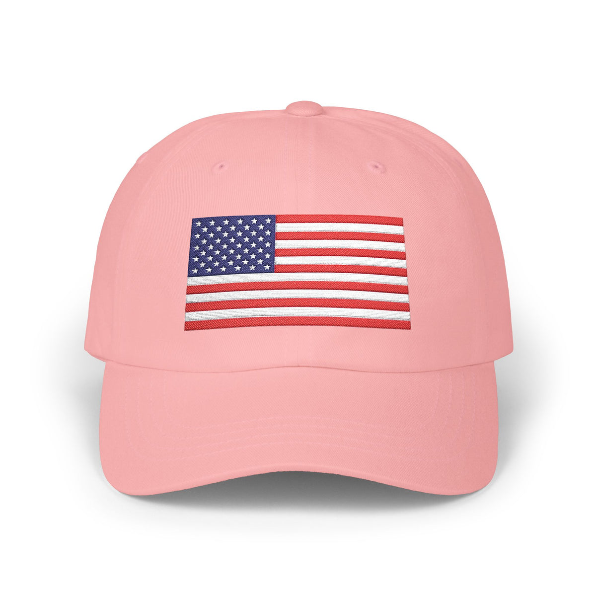 American Flag Dad Cap — Embroidered USA Baseball Hat for 4th of July Hats Printify Pink One size