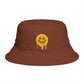 Smiley Drip Bucket Hat — Retro Melted Smile Face Sun Hat Hats Printify