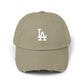 Distressed LA Baseball Cap — Vintage Black Dad Hat Hats Printify Light Olive One size