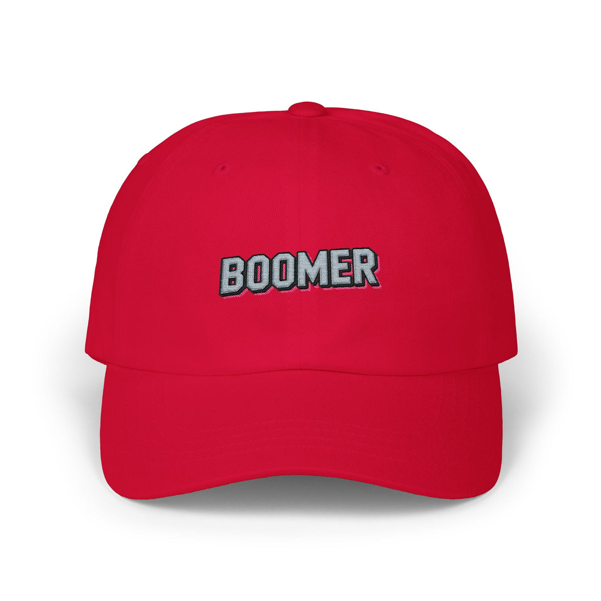 Boomer Embroidered Dad Cap – Retro Patch Baseball Hat Hats Printify Cranberry One size