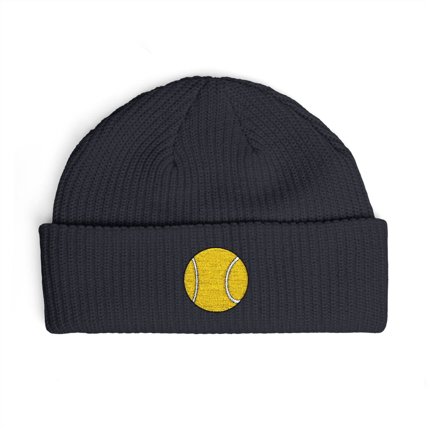 Sequin Tennis Ball Cuff Beanie - Sparkle Sports Knit Hat for Players & Fans Hats Printify One size Navy