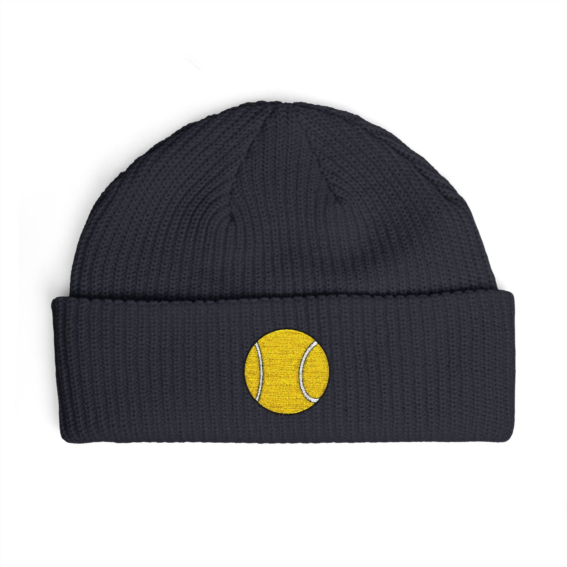 Sequin Tennis Ball Cuff Beanie - Sparkle Sports Knit Hat for Players & Fans Hats Printify One size Navy