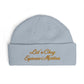 Embroidered Cuff Beanie — "Let's Chug Espresso Martinis" Knit Hat