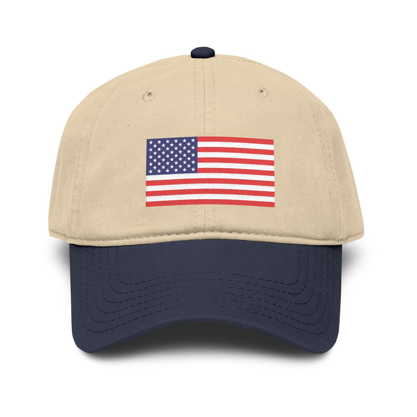 Embroidered American Flag Baseball Cap — Washed Cotton Patriotic Hat for 4th of July Hats Printify