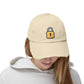 Padlock Distressed Cap — Minimal Lock Embroidered Baseball Hat Hats Printify