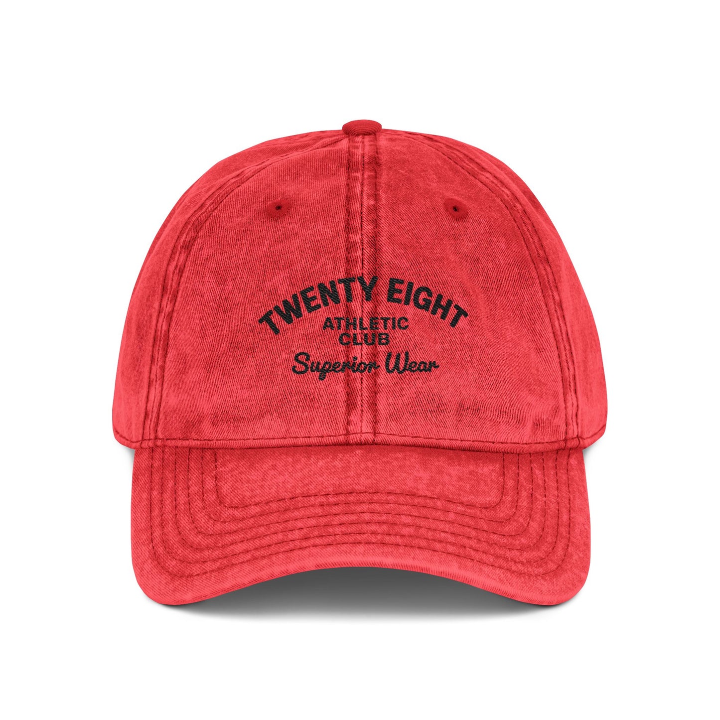 Vintage Embroidered Cap — 'TWENTY EIGHT' Distressed Dad Hat Hats Printify One size Red