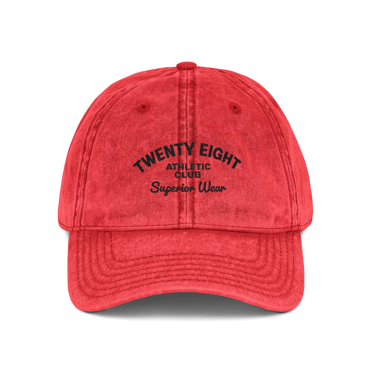 Vintage Embroidered Cap — 'TWENTY EIGHT' Distressed Dad Hat Hats Printify One size Red