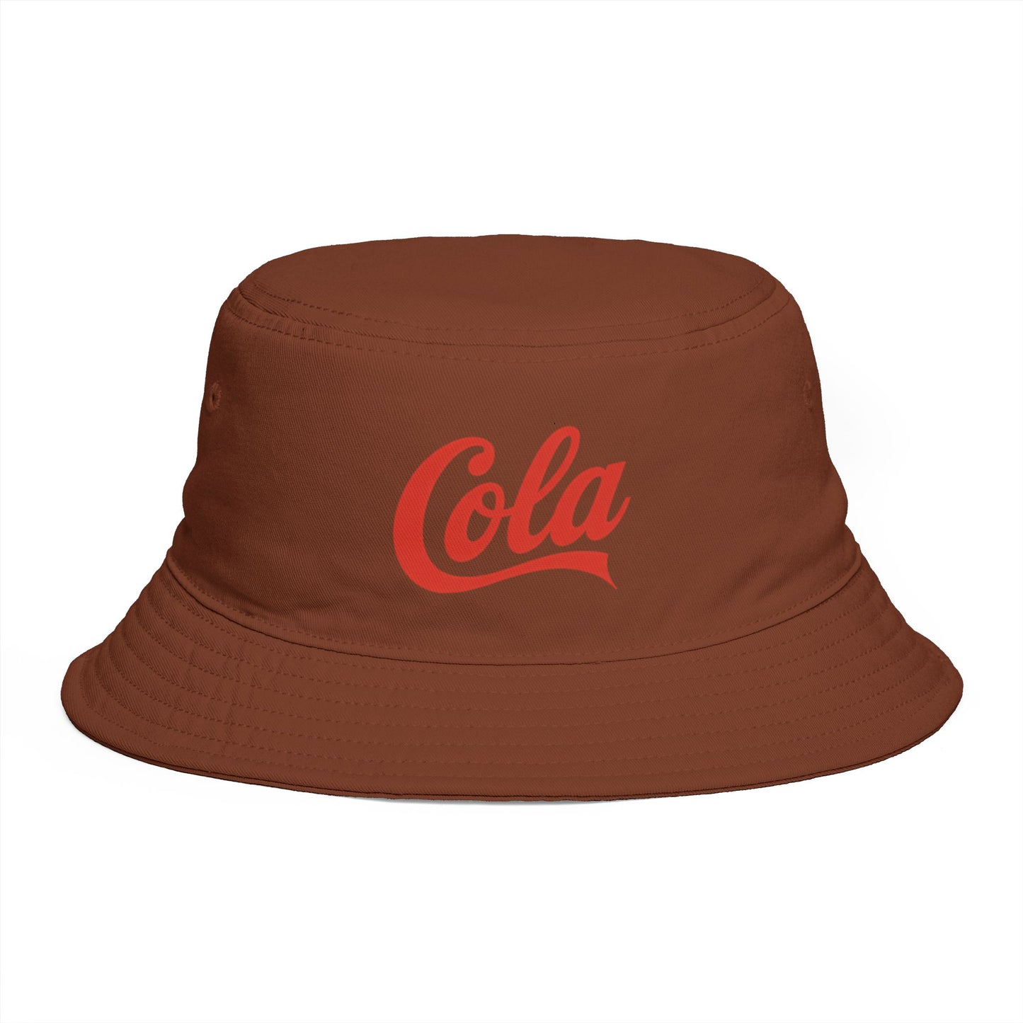 Cola Logo Brown Bucket Hat – Retro Soda-Inspired Summer Hat Hats Printify