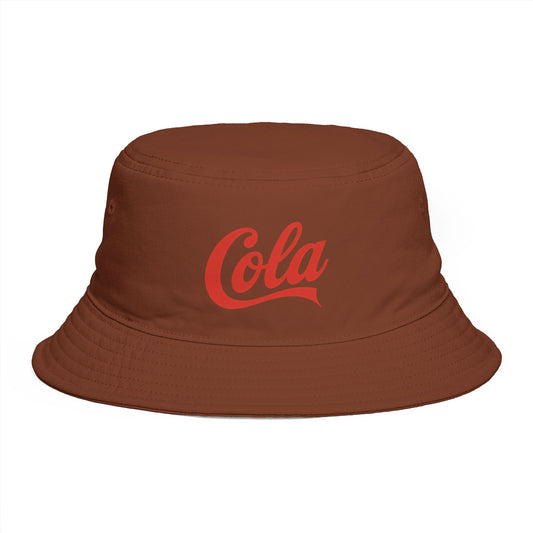 Cola Logo Brown Bucket Hat – Retro Soda-Inspired Summer Hat Hats Printify