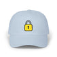 Lock Embroidered Dad Cap — Minimal Yellow Padlock Baseball Hat Hats Printify Light Blue One size