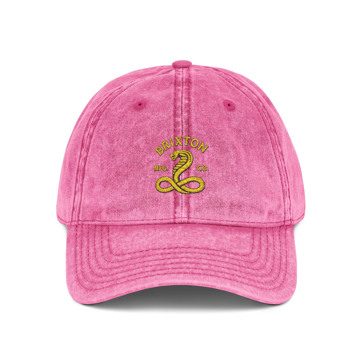 Vintage Embroidered Cap — Retro Snake Logo Dad Hat Hats Printify One size Pink