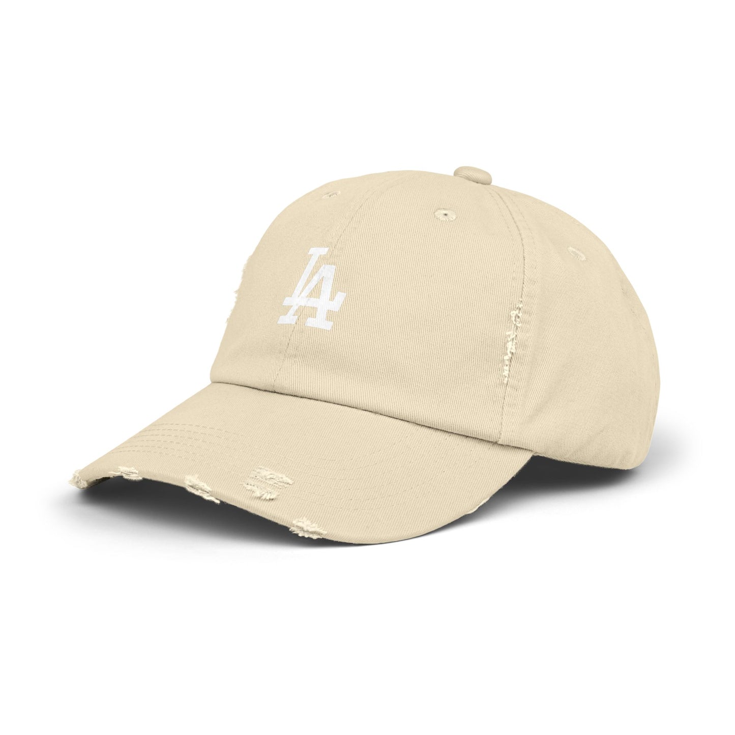 Distressed LA Baseball Cap — Vintage Black Dad Hat Hats Printify