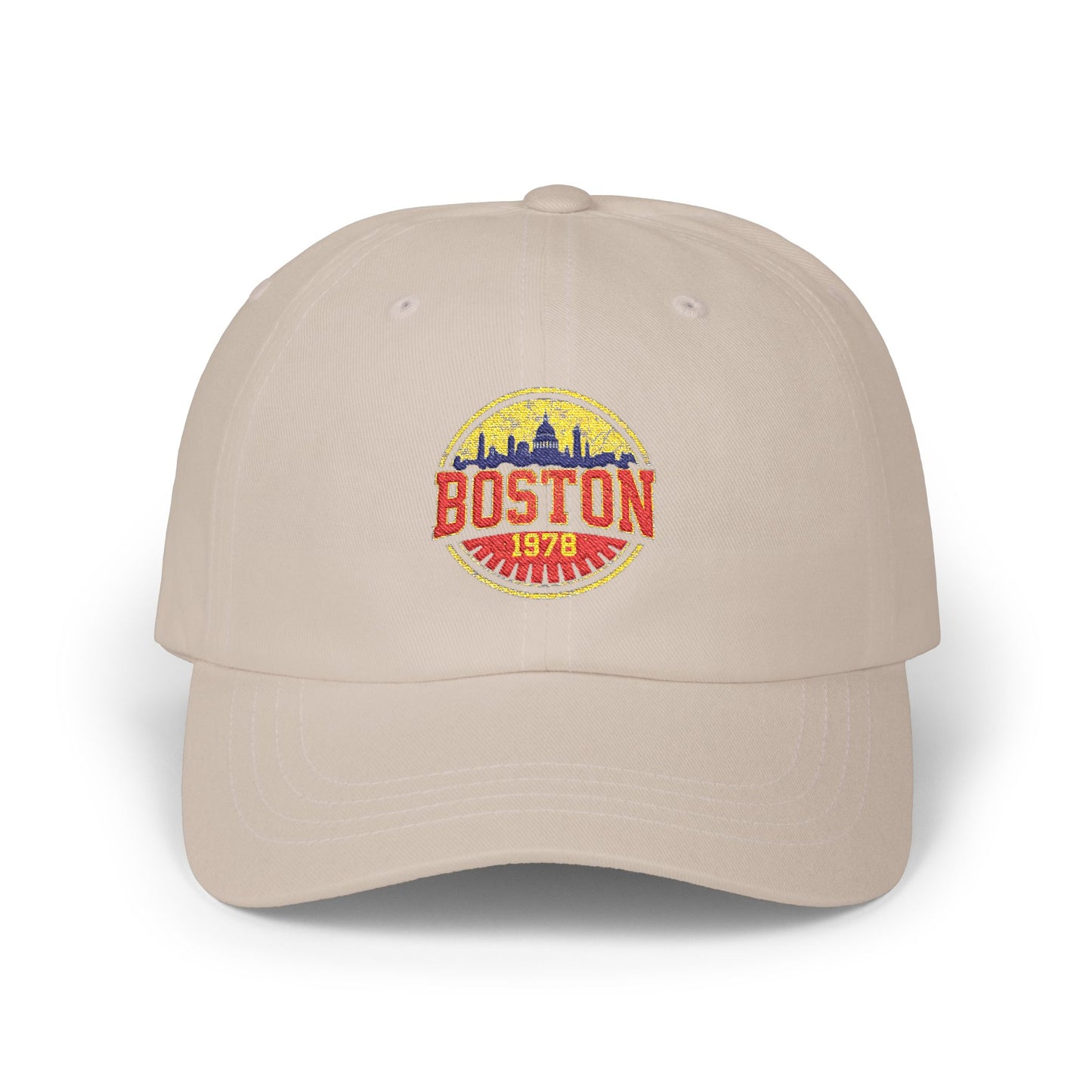 Boston Vintage Dad Cap – Retro Skyline Embroidered Baseball Hat Hats Printify Stone One size