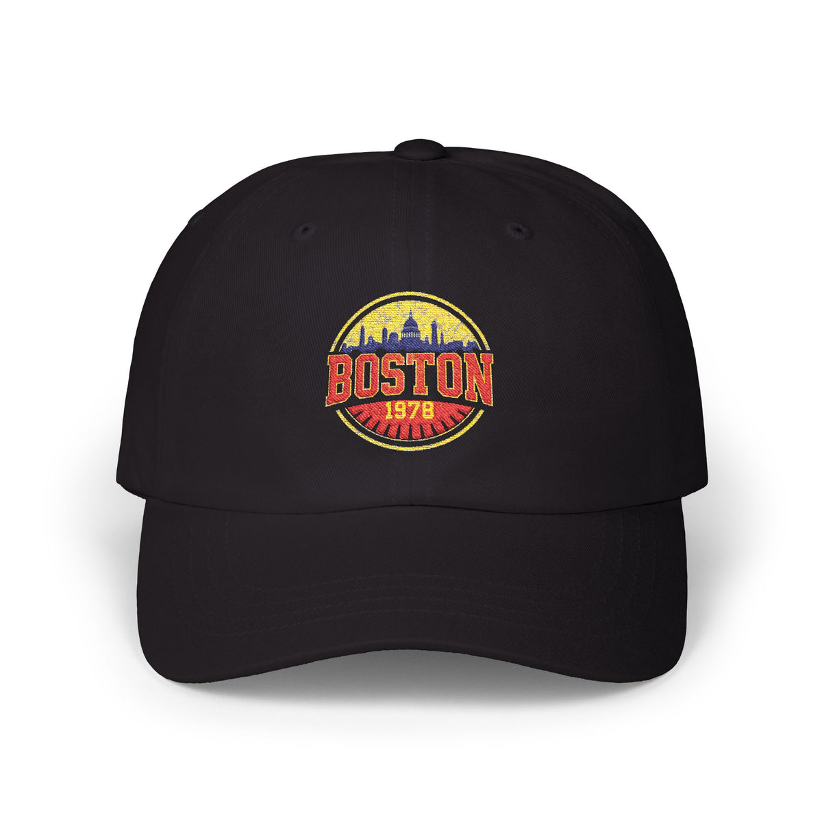 Boston Vintage Dad Cap – Retro Skyline Embroidered Baseball Hat Hats Printify Black One size