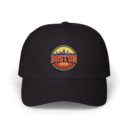 Boston Vintage Dad Cap – Retro Skyline Embroidered Baseball Hat Hats Printify Black One size