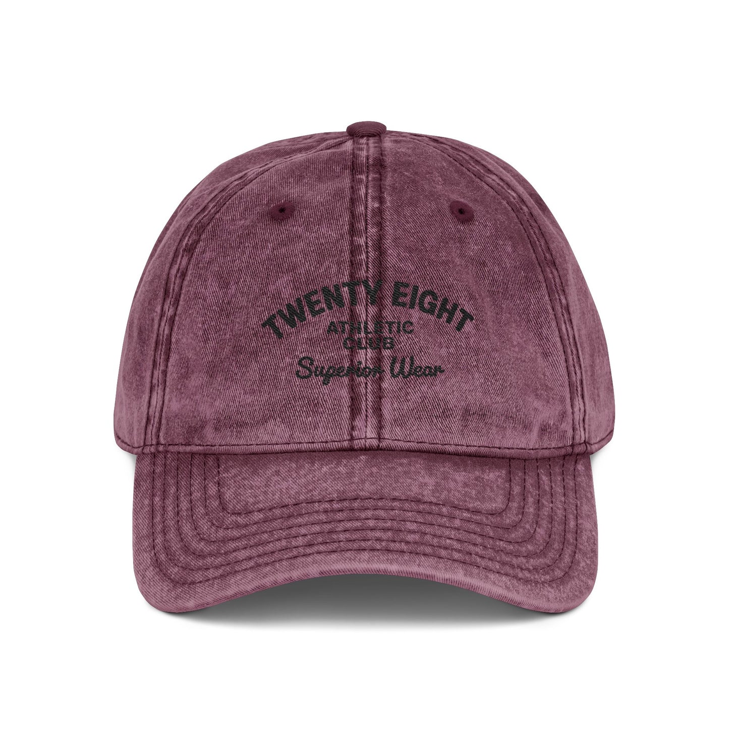 Vintage Embroidered Cap — 'TWENTY EIGHT' Distressed Dad Hat Hats Printify One size Maroon