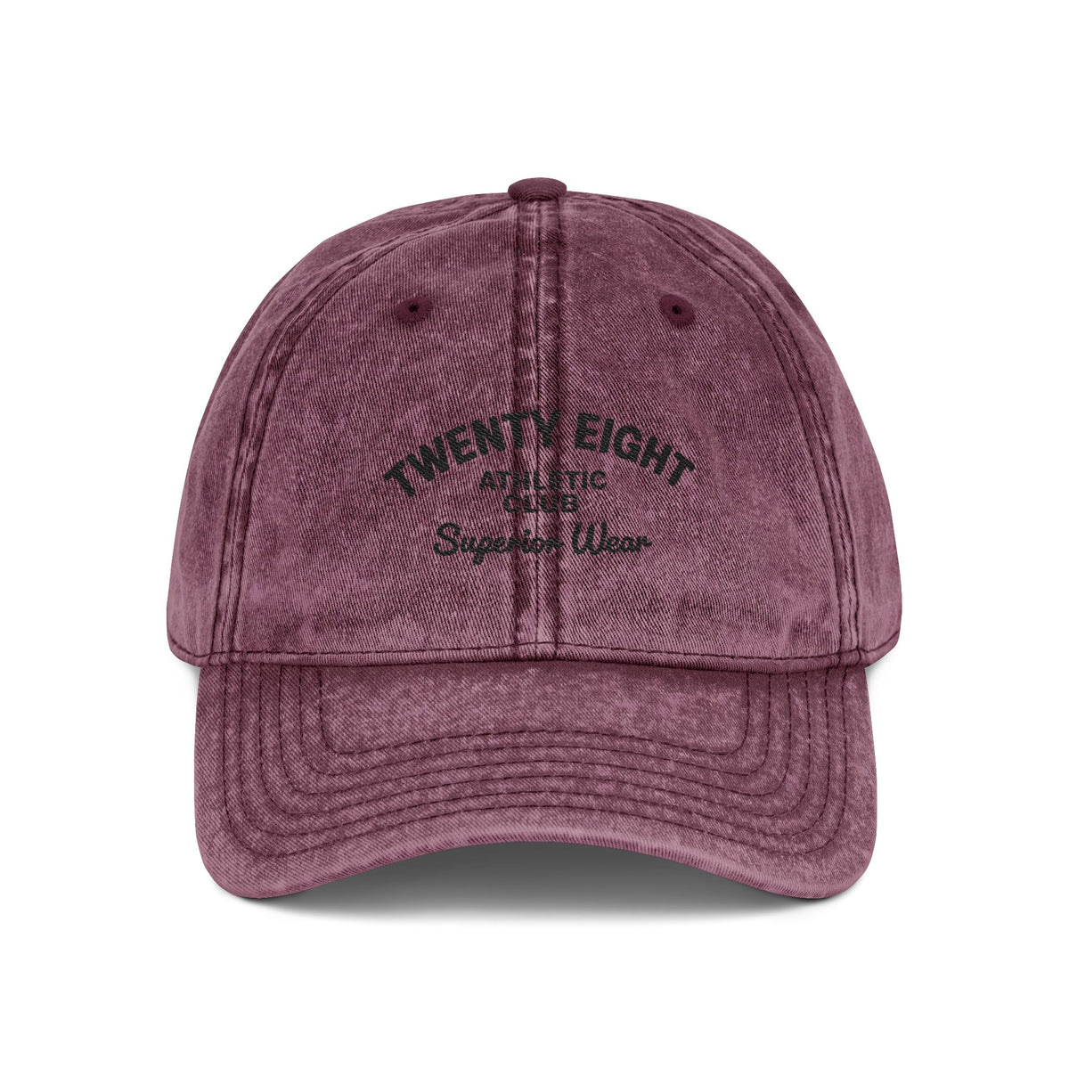 Vintage Embroidered Cap — 'TWENTY EIGHT' Distressed Dad Hat Hats Printify One size Maroon
