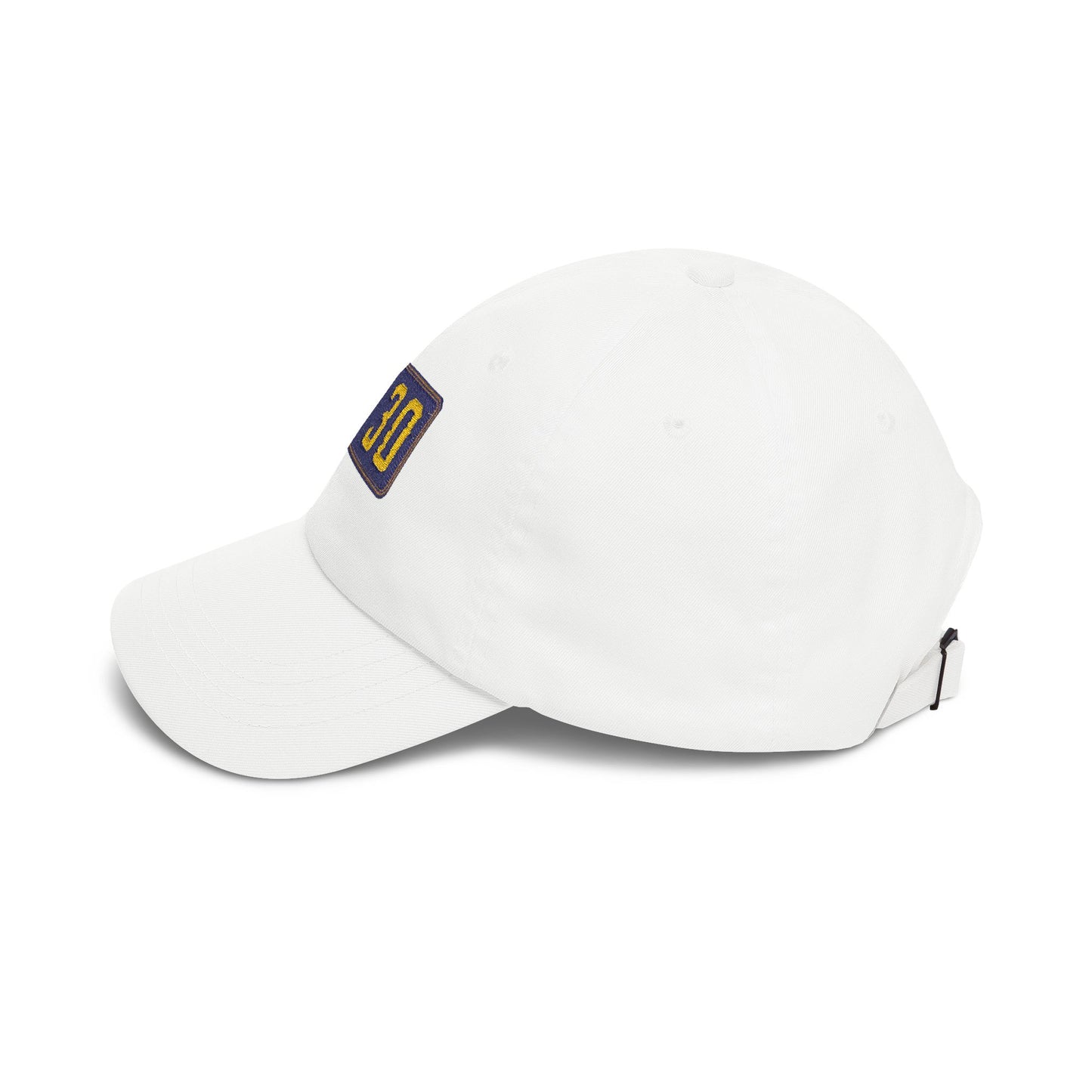 Dad Cap with Embroidered '130' Patch – Classic White Baseball Hat Hats Printify
