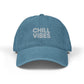 Chill Vibes Embroidered Denim Hat — Casual Relaxed Baseball Cap Hats Printify One size Blue
