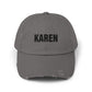 Distressed 'Karen' Baseball Cap — Black Embroidered Name Hat Hats Printify Nickel One size