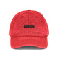 Embroidered 'KAREN' Vintage Baseball Cap - Distressed Red Dad Hat Hats Printify One size Red