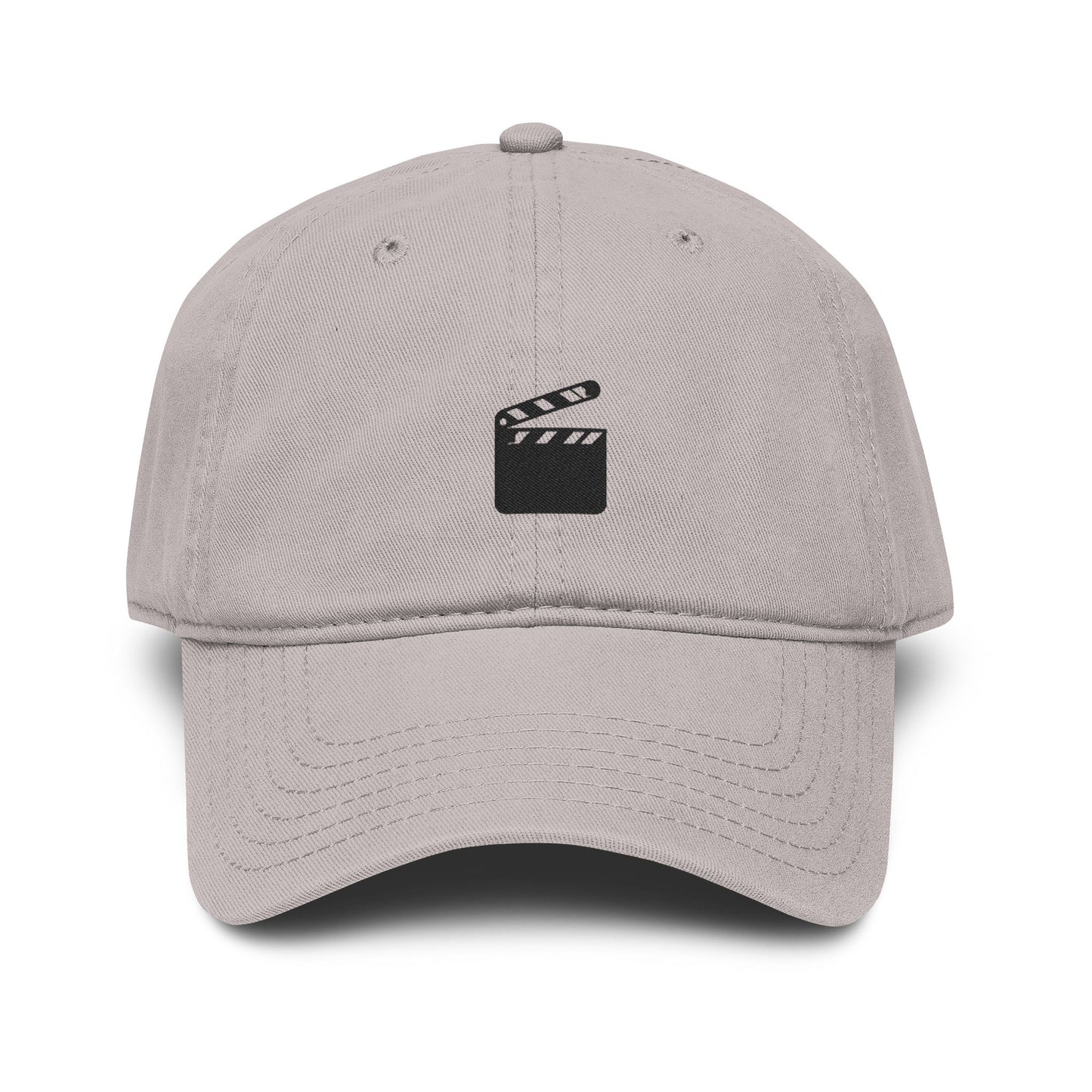 Washed Baseball Cap with Film Clapper Embroidery – Vintage Crew Hat for Filmmakers & Movie Fans Hats Printify One size Gray