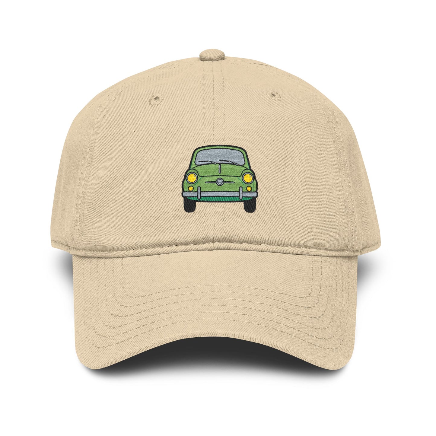 Vintage Green Car Embroidered Baseball Cap — Washed Cotton Dad Hat Hats Printify One size Khaki