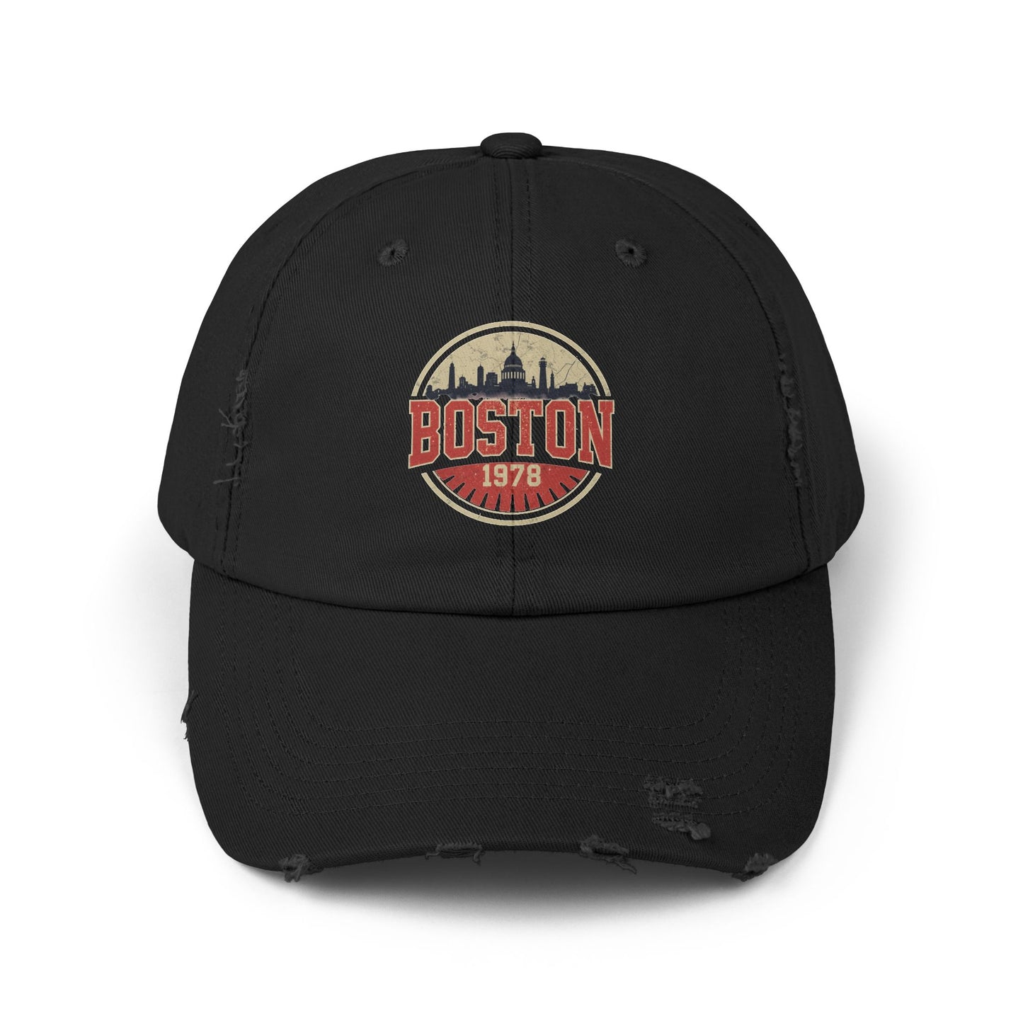Boston Distressed Cap - Vintage City Skyline Dad Hat (1978)