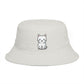 Brown Bucket Hat with Cute White Cat Embroidery — Casual Cat Lover Accessory Hats Printify One size Ecru