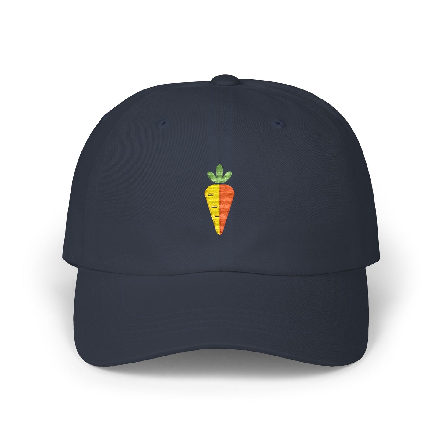 Carrot Embroidered Dad Cap — Minimal Vegetable Baseball Hat Hats Printify Navy One size