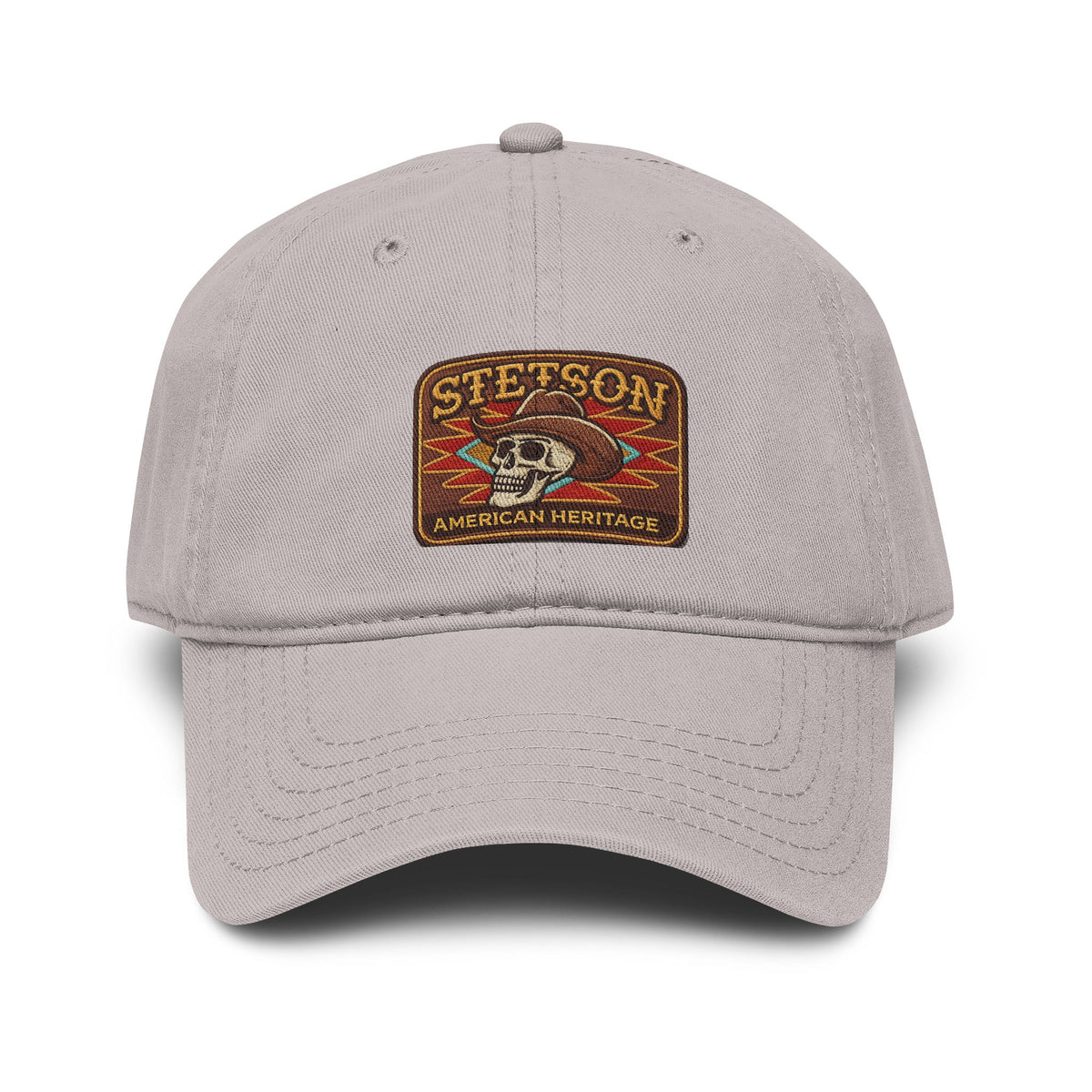 Stetson Skull Patch Baseball Cap — Vintage American Heritage Washed Hat Hats Printify One size Gray