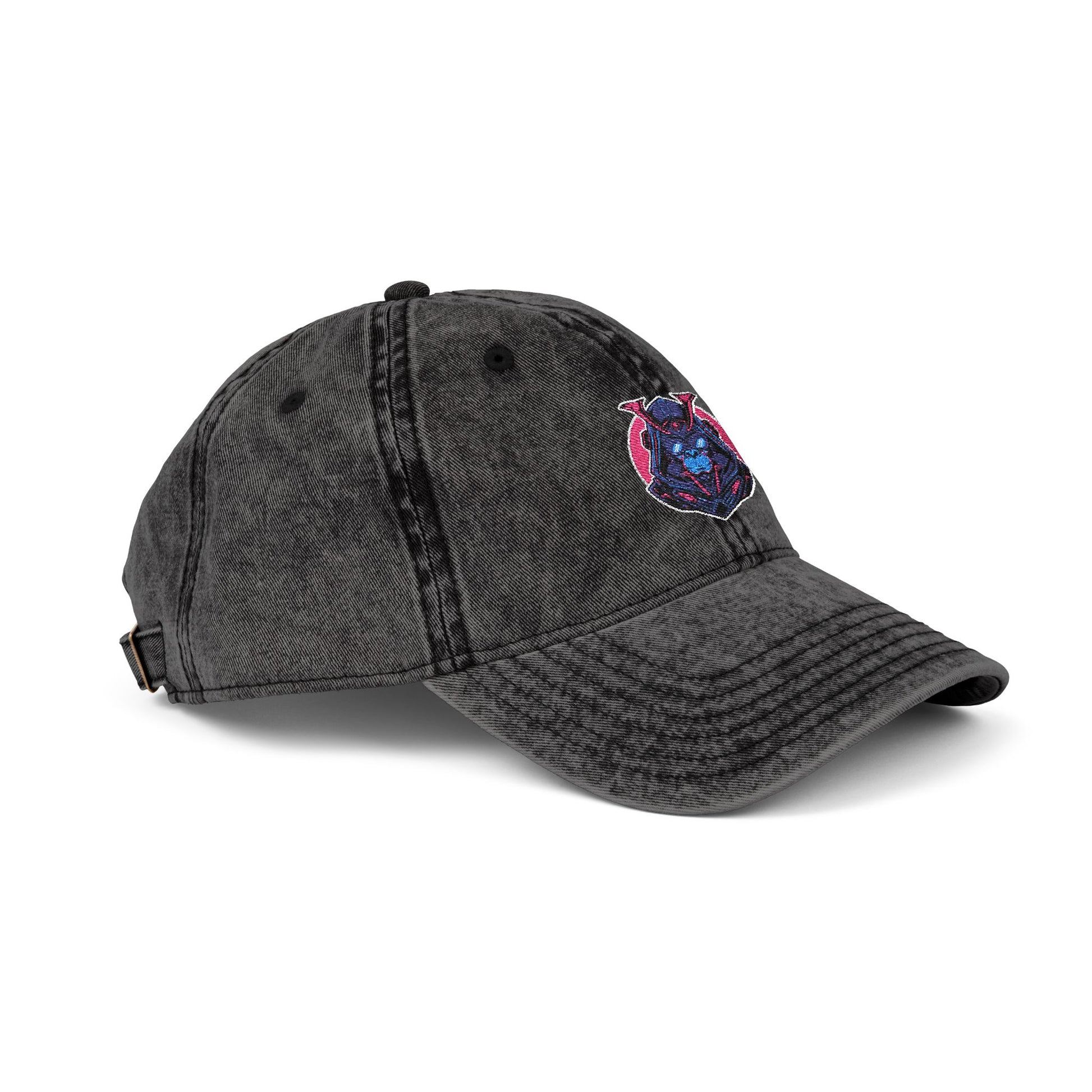 Vintage Embroidered Owl Dad Hat — Washed Gray Cap Hats Printify